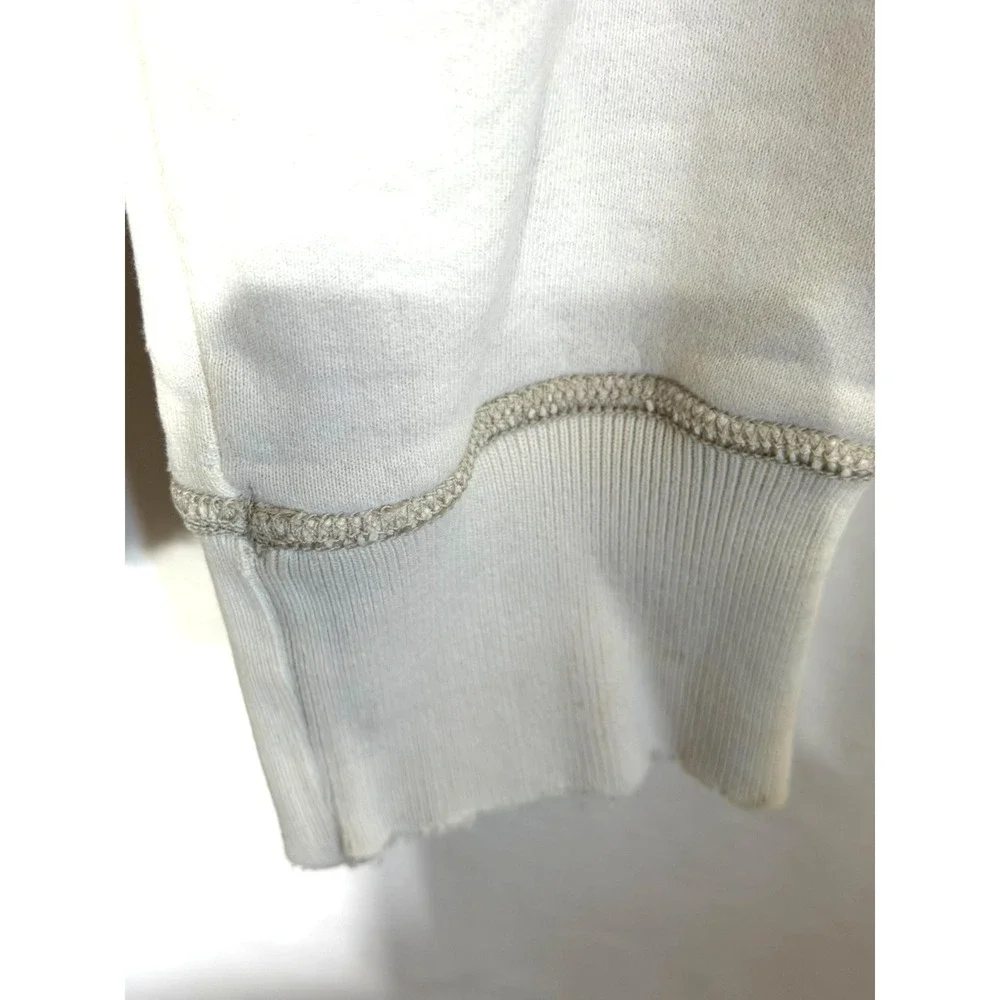 Y2K Hollister Men's Small Vintage Distressed Off White Heavy Weight Logo Hoodie